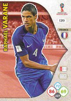 Raphael Varane France Panini 2018 World Cup #139